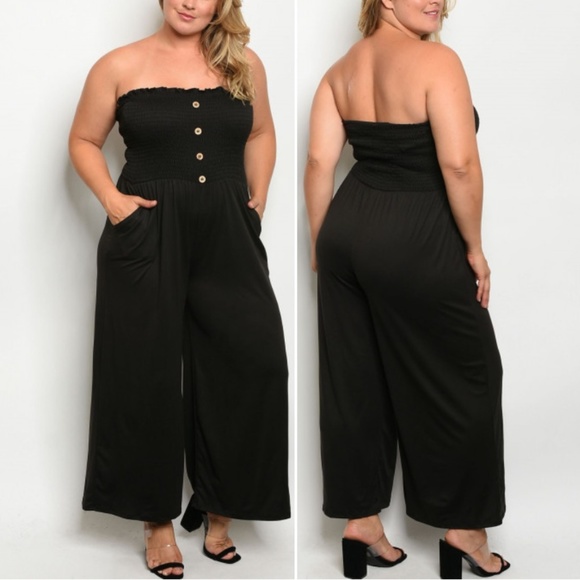 Trend Setter Diva Boutique Pants - LAST 1!  SMOCKED TOP BLACK JUMPSUIT